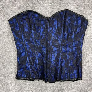 Lavish Daisy Corsets Top Women XL Blue Black Lace Dark Floral Whimsigoth Bustier